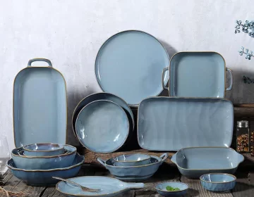 Blue Ceramic Dinnerware Bulk, Fancy Restaurant Dishware Bulk-3