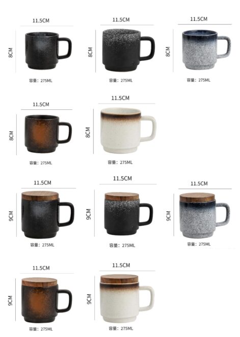 Mayorista Tazas de Café con Tapa de Bambú, Esmalte Reactivo Tazas de Café Granel-1