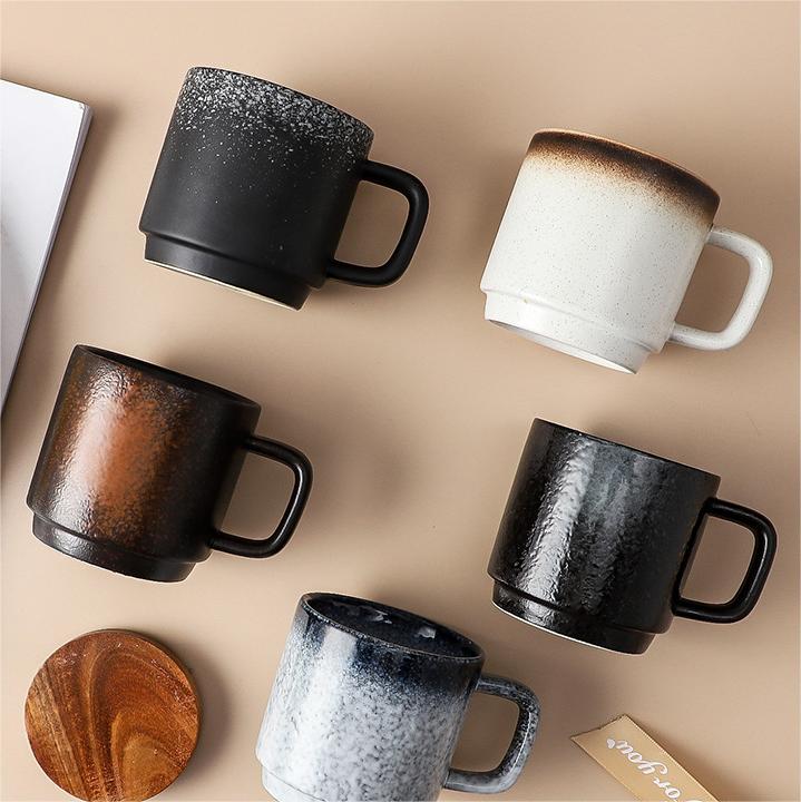 Wholesale Coffee Mugs With Bamboo Lids, Reactive Glaze Coffee Mugs Bulk-4