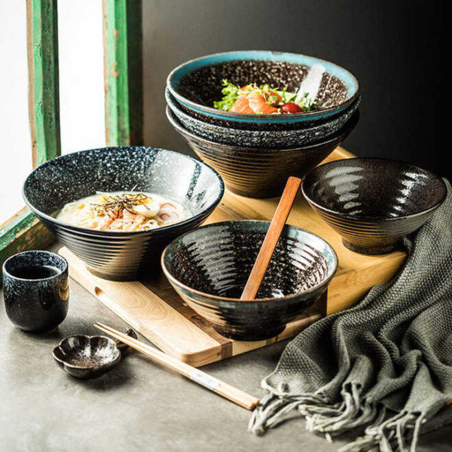 Tazones de Ramen Clásico Japonés a Granel, Tazones de Servir para Restaurantes-2