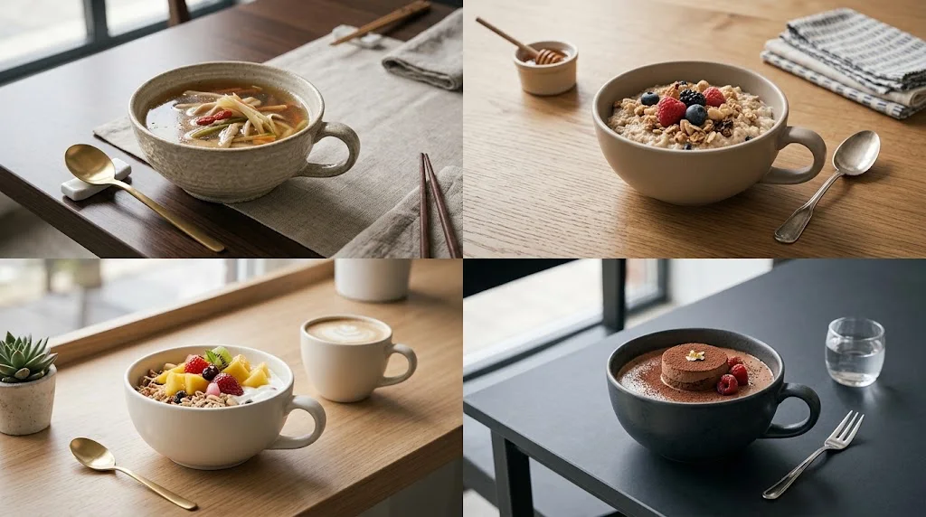 Handled ceramic bowls for soup, oatmeal, breakfast and desserts-1